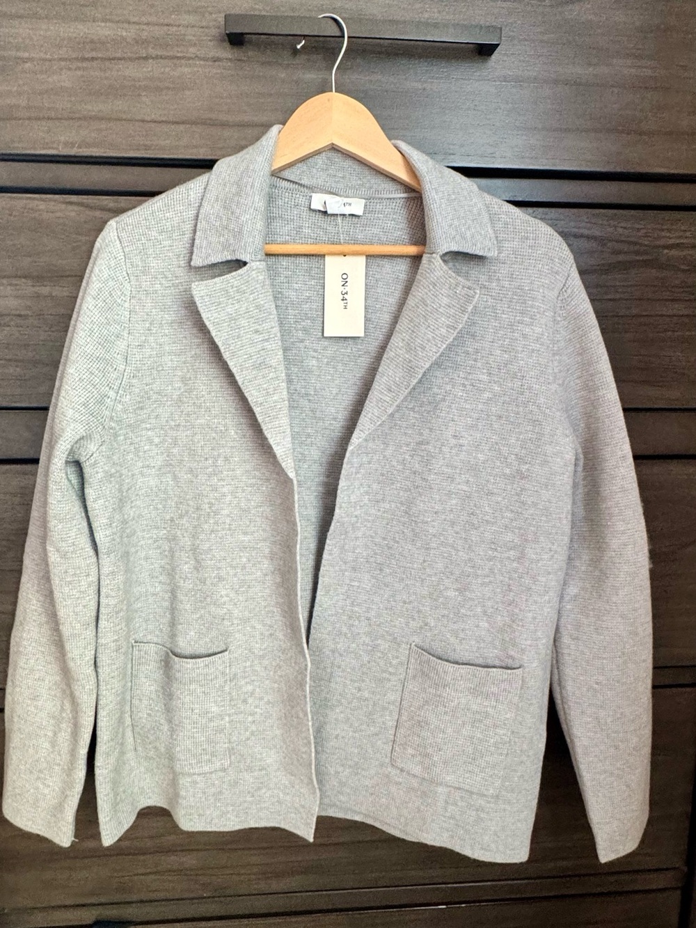 ON 34th Light Gray Knit Sweater Blazer